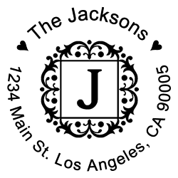 Storybook Round Letter J Monogram Stamp Sample